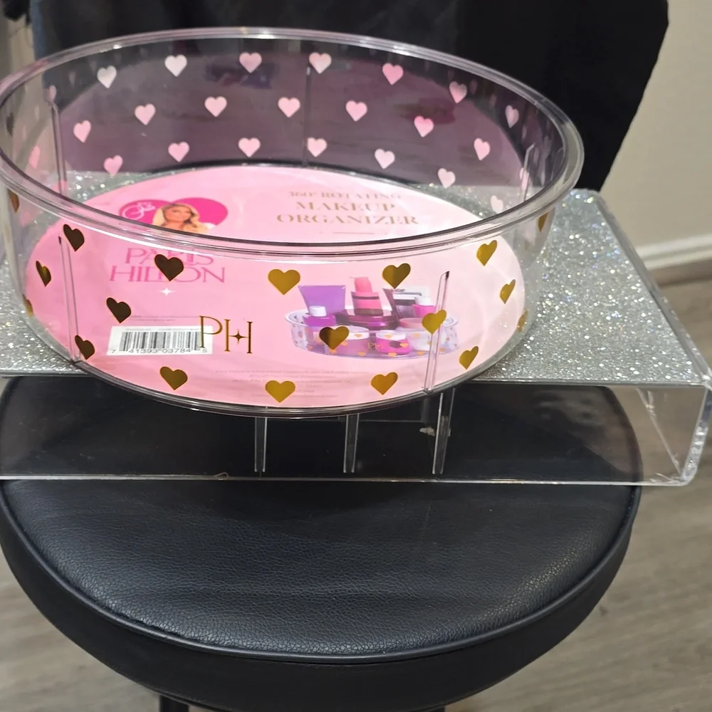 Paris Hilton Gold Heart Acrylic 360° Rotating Makeup Organizer
